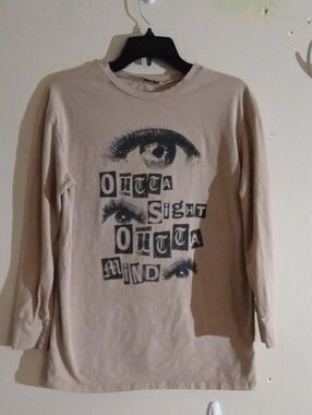 Beige Graphic Long Sleeve Tee